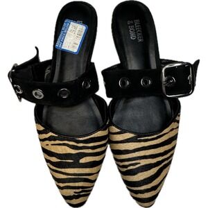 Bleecker & Bond Tiger‎ Print Dyed Cowhide Shealing Slip On Flat Mules Size US 8